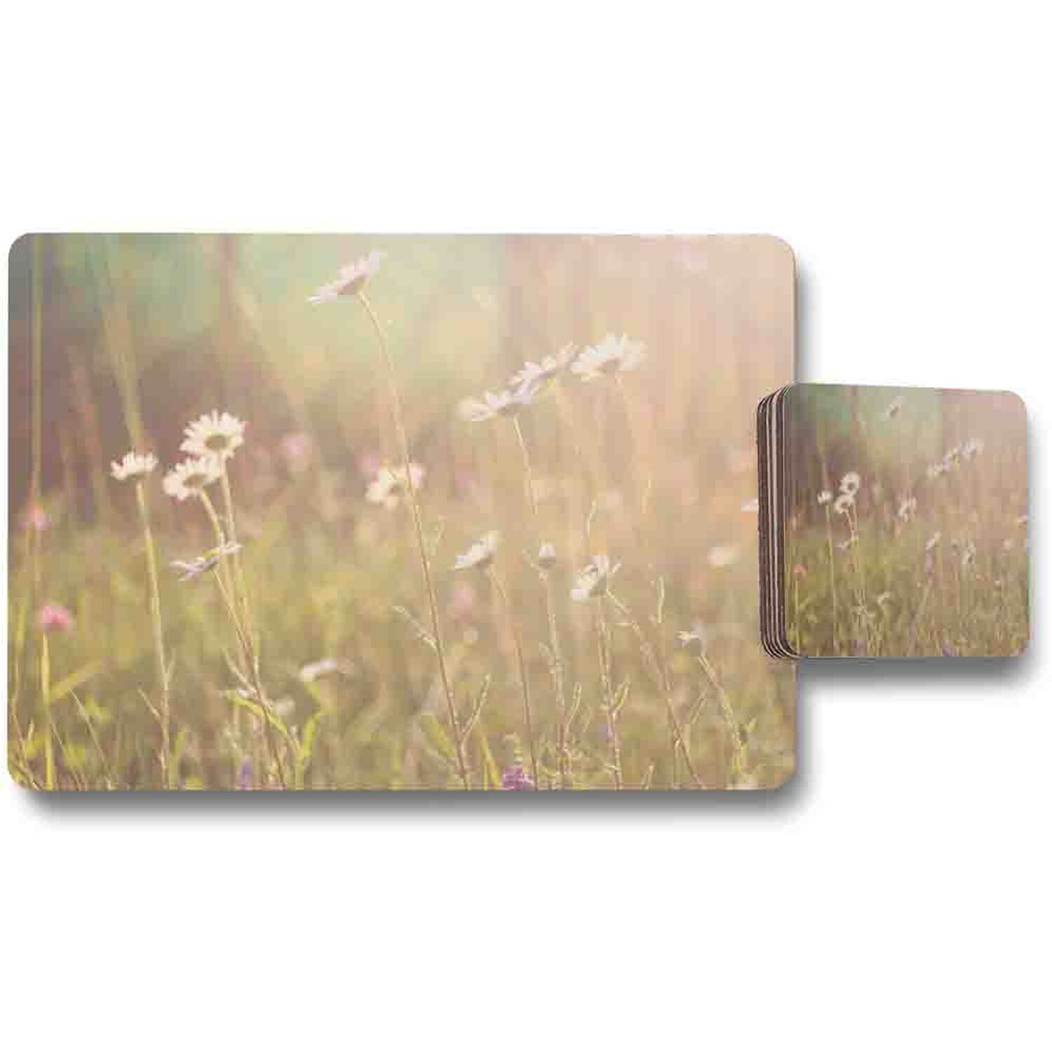 Image of Chamomile Placemat Coaster Set - Green