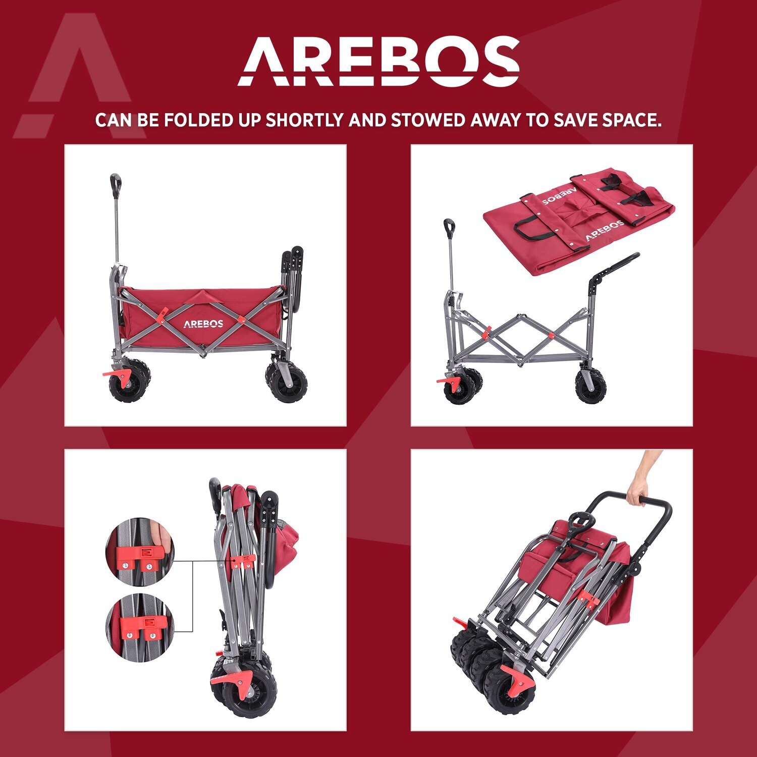 Hand Cart with Telescopic Push Bar - Foldable