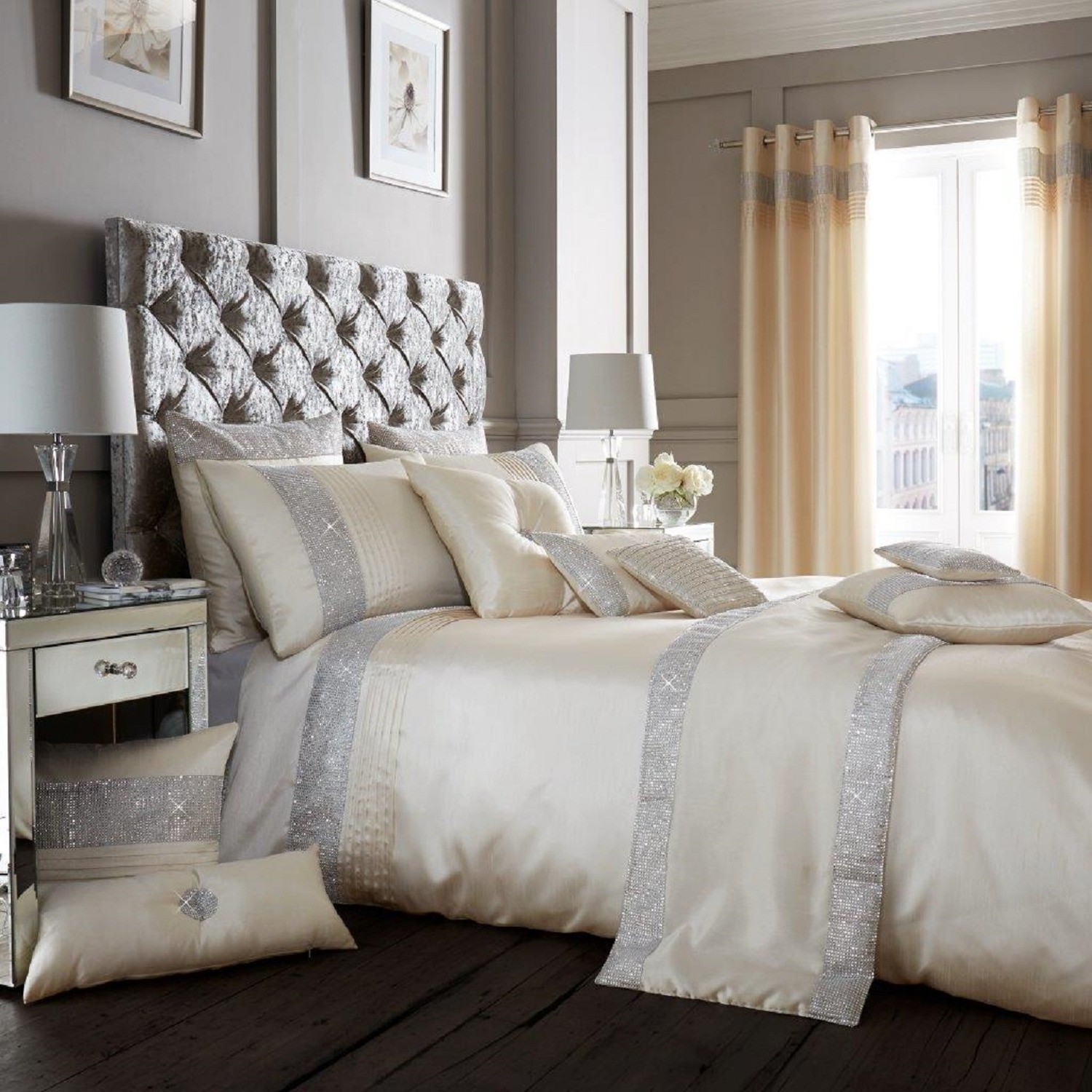 Luxury Onyx Duvet Cover And Pillowcase Set - Cream Single