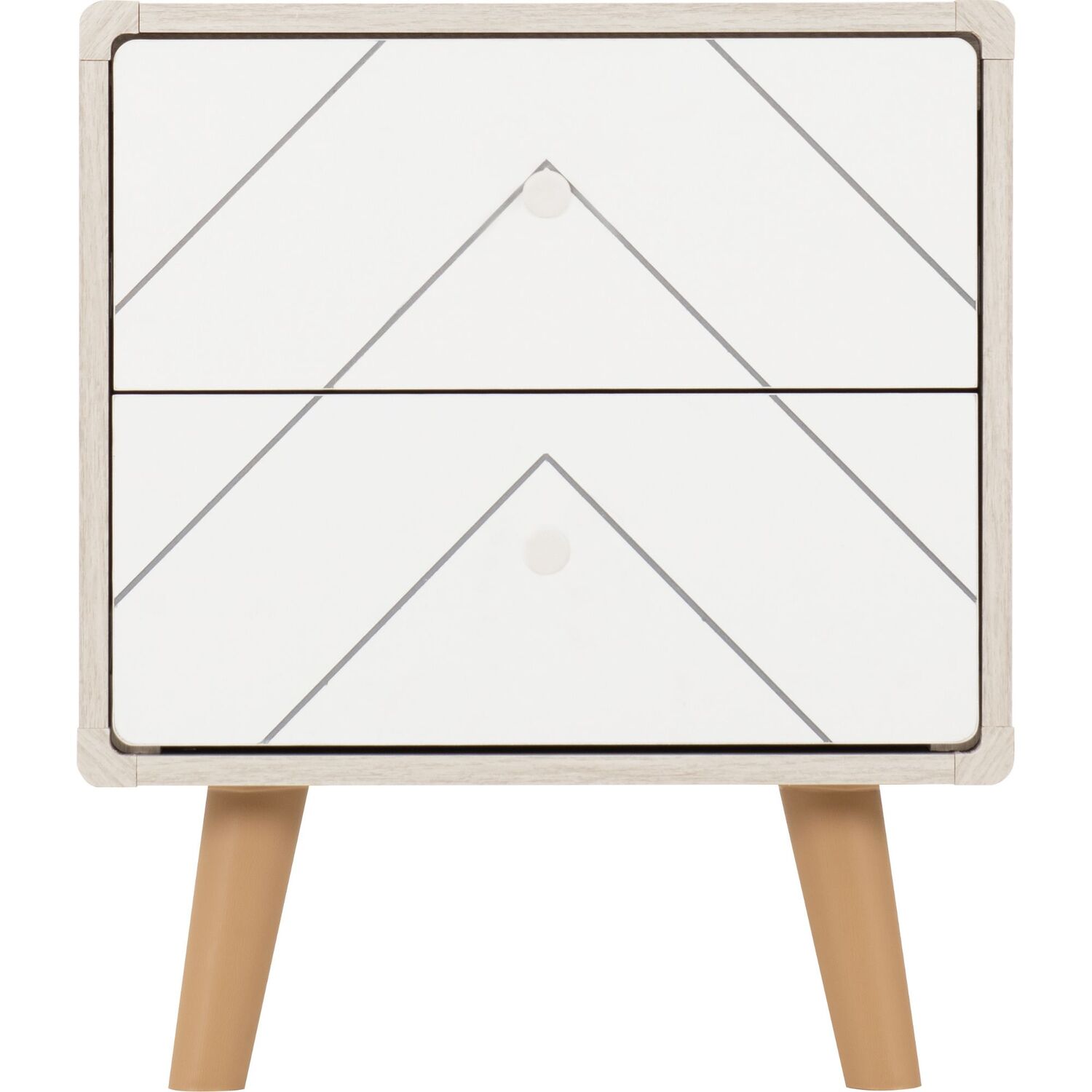 Dixie 2 Drawer Bedside - White Dusty Grey