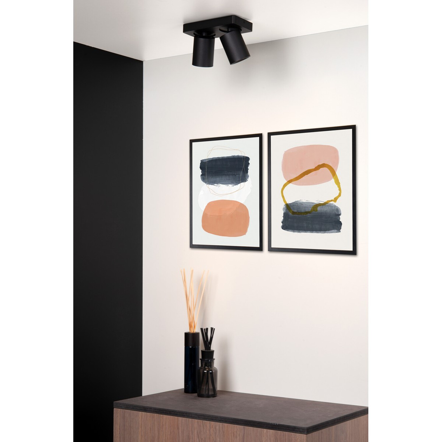 Nigel Modern Twin Ceiling Spotlight Black - Black