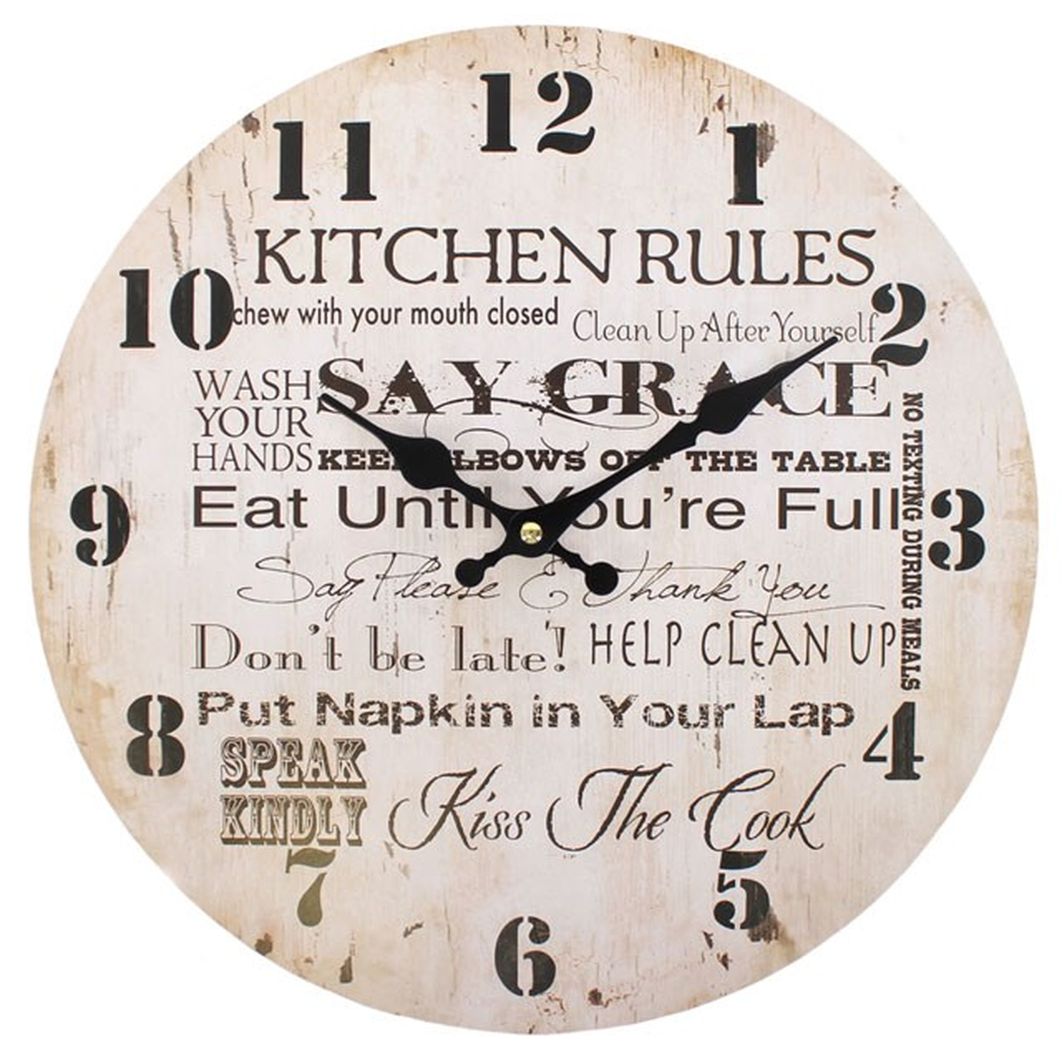 Kitchen Rules Clock - White