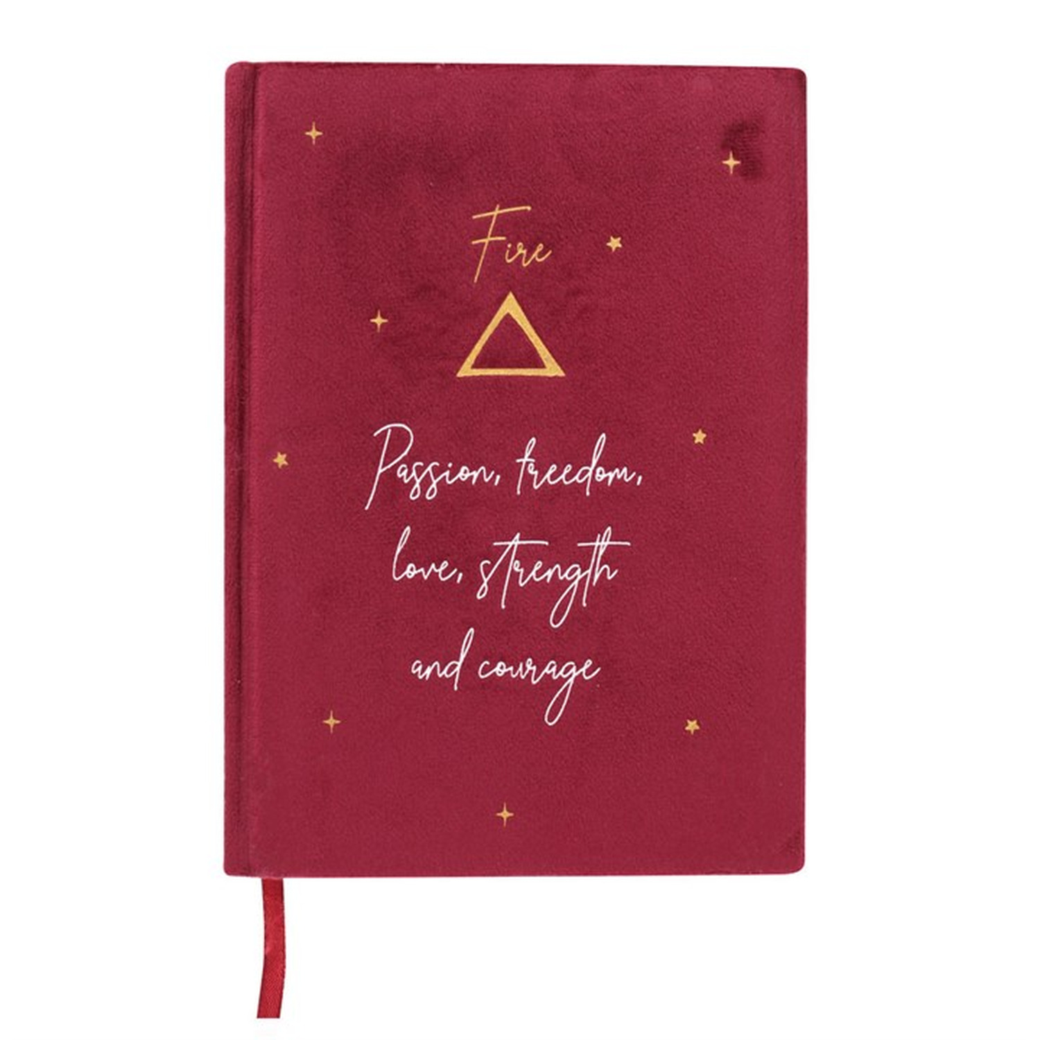 Burgundy Velvet Notebook with Fire Element Design
