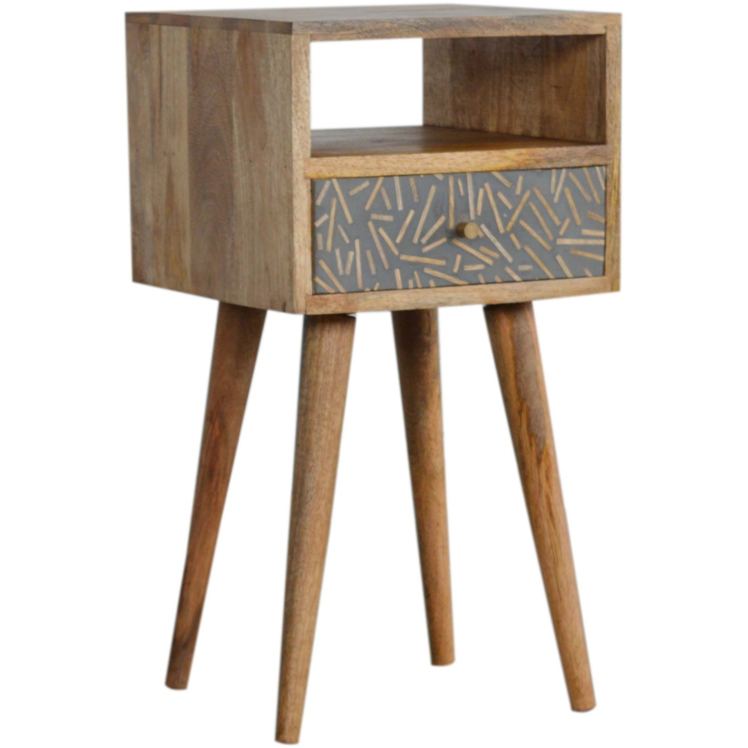 Artisan Retro Style Mango Wood Square Bedside Storage Cabinet With Drawer - Brown