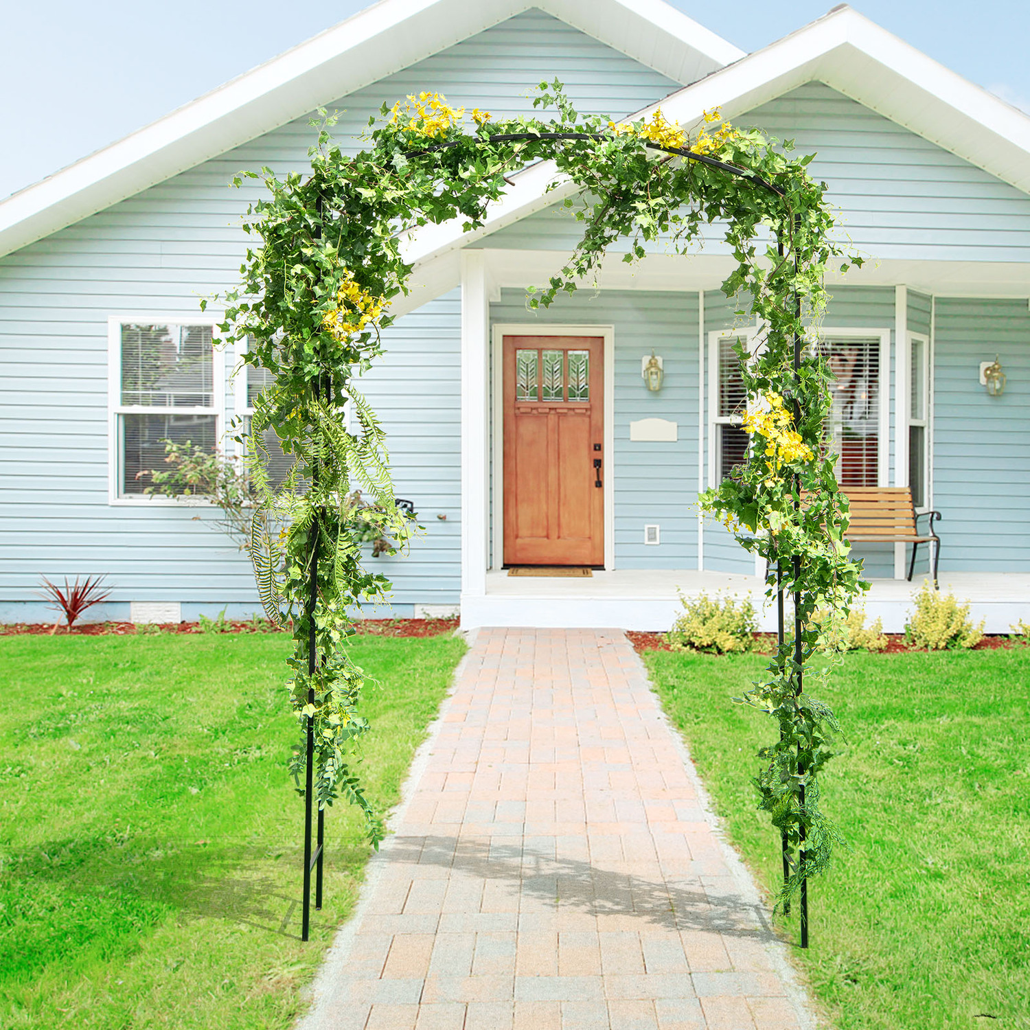 230cm Garden Arch Arbor Trellis - Black
