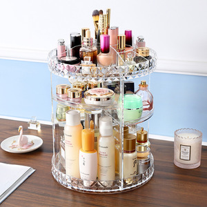 Crystal Swivel Cosmetics Organiser with Multi Layers
