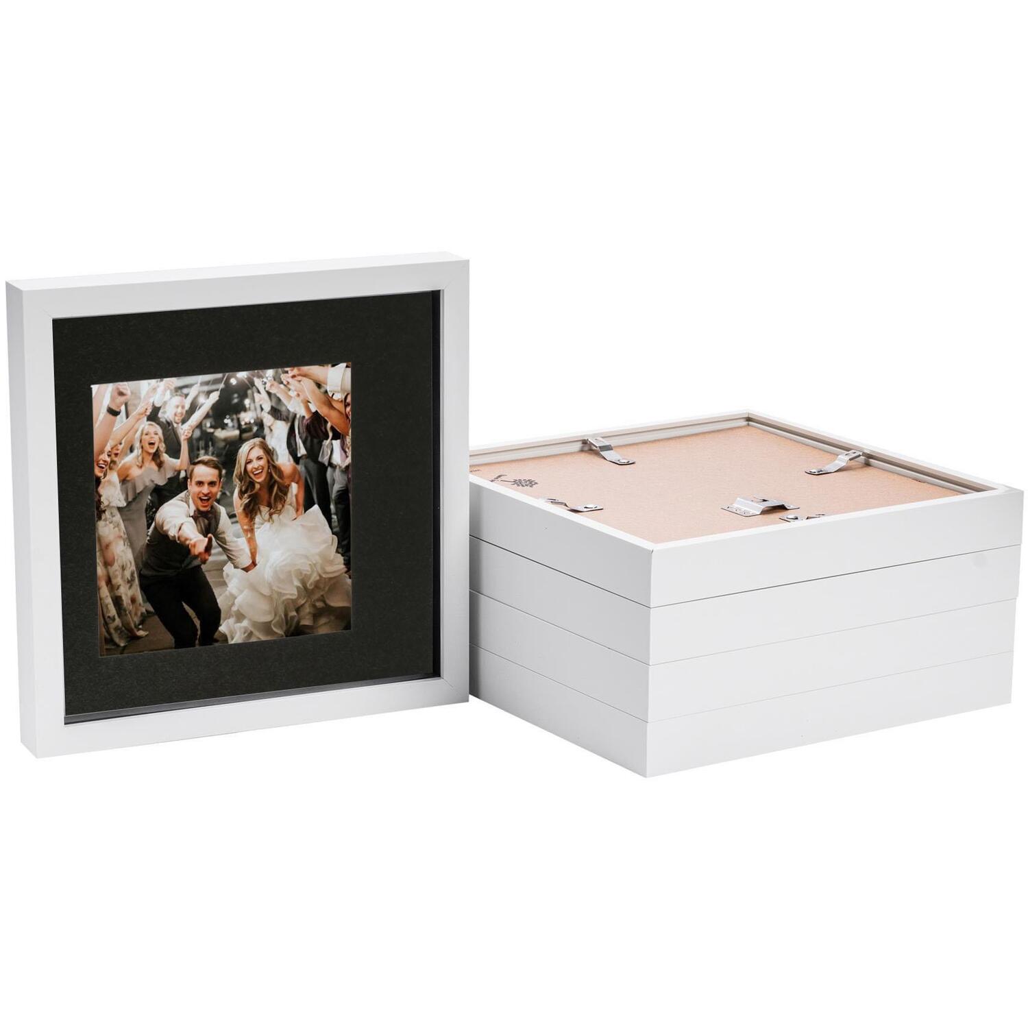 3D Box Photo Frame - 10 x 10" with 6x6" Mount - Pack of 5 - White/Black