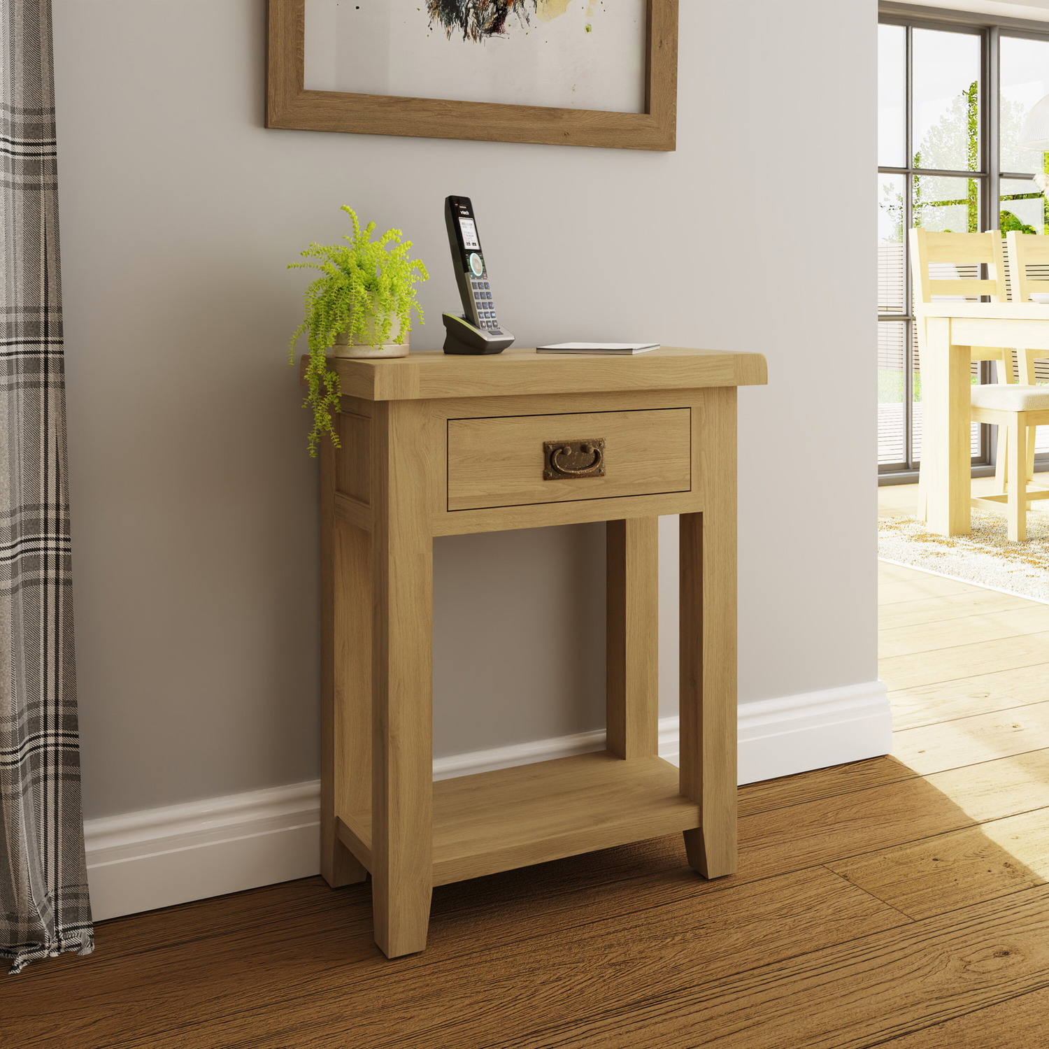 FWStyle - 1 Drawer Telephone Table Natural Oak - Natural Oak thumbnail