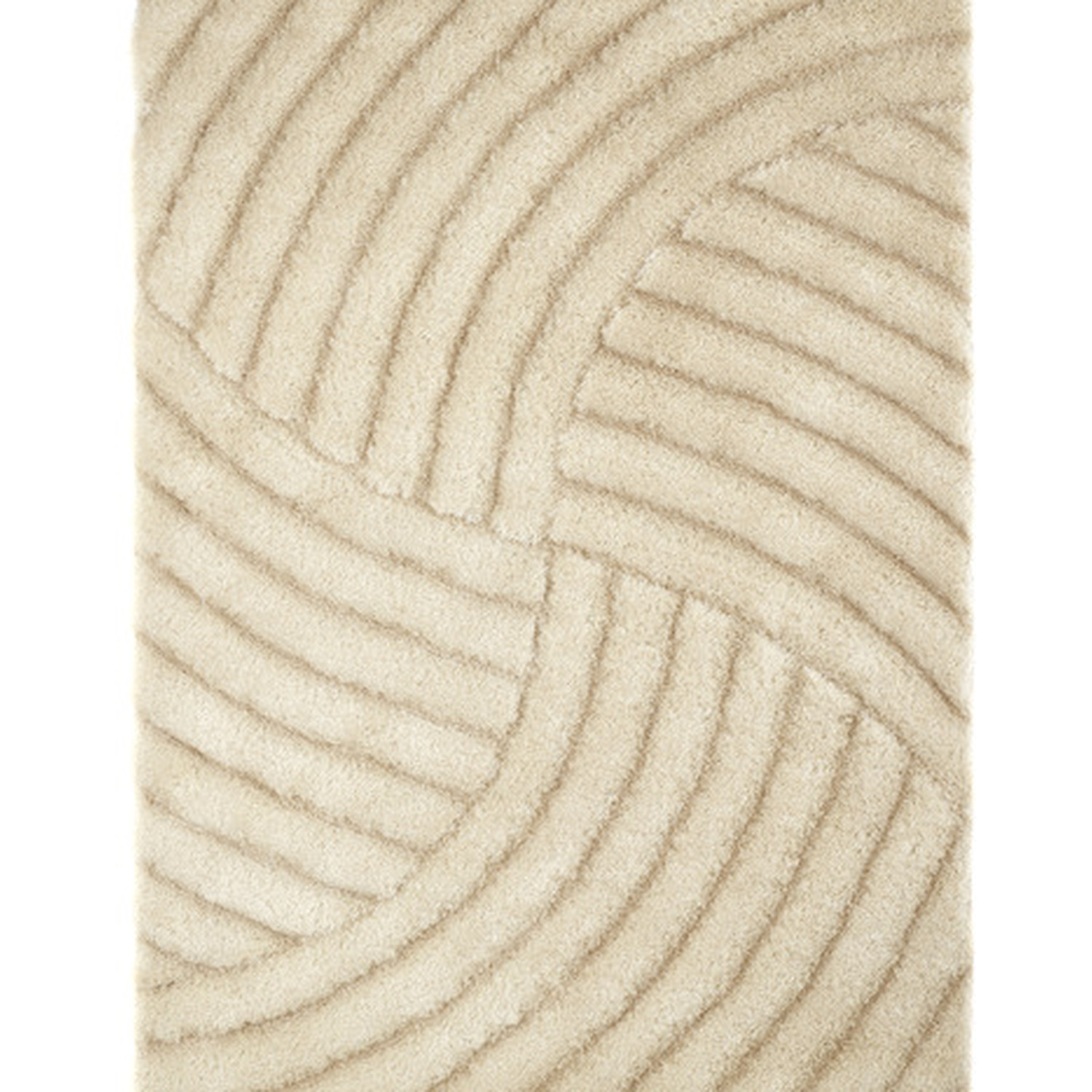 Champagne Carved Swirl Polyester Shaggy Rug