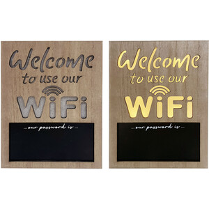 LED Welcome WiFi Wood Effect Sign