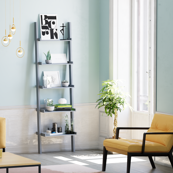 York 5 Tier Ladder Bookcase