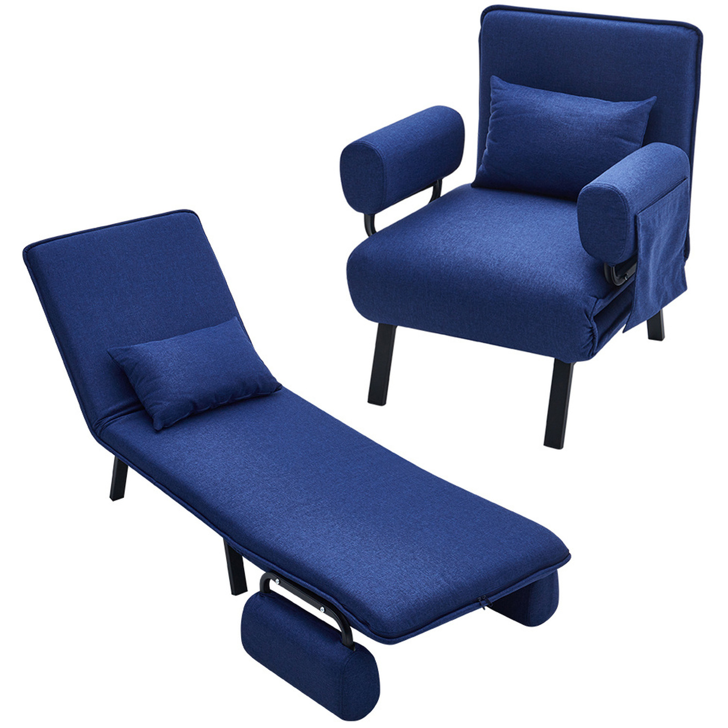 3-in-1 Lounge Chair Sofa Bed With Pillow - Blue