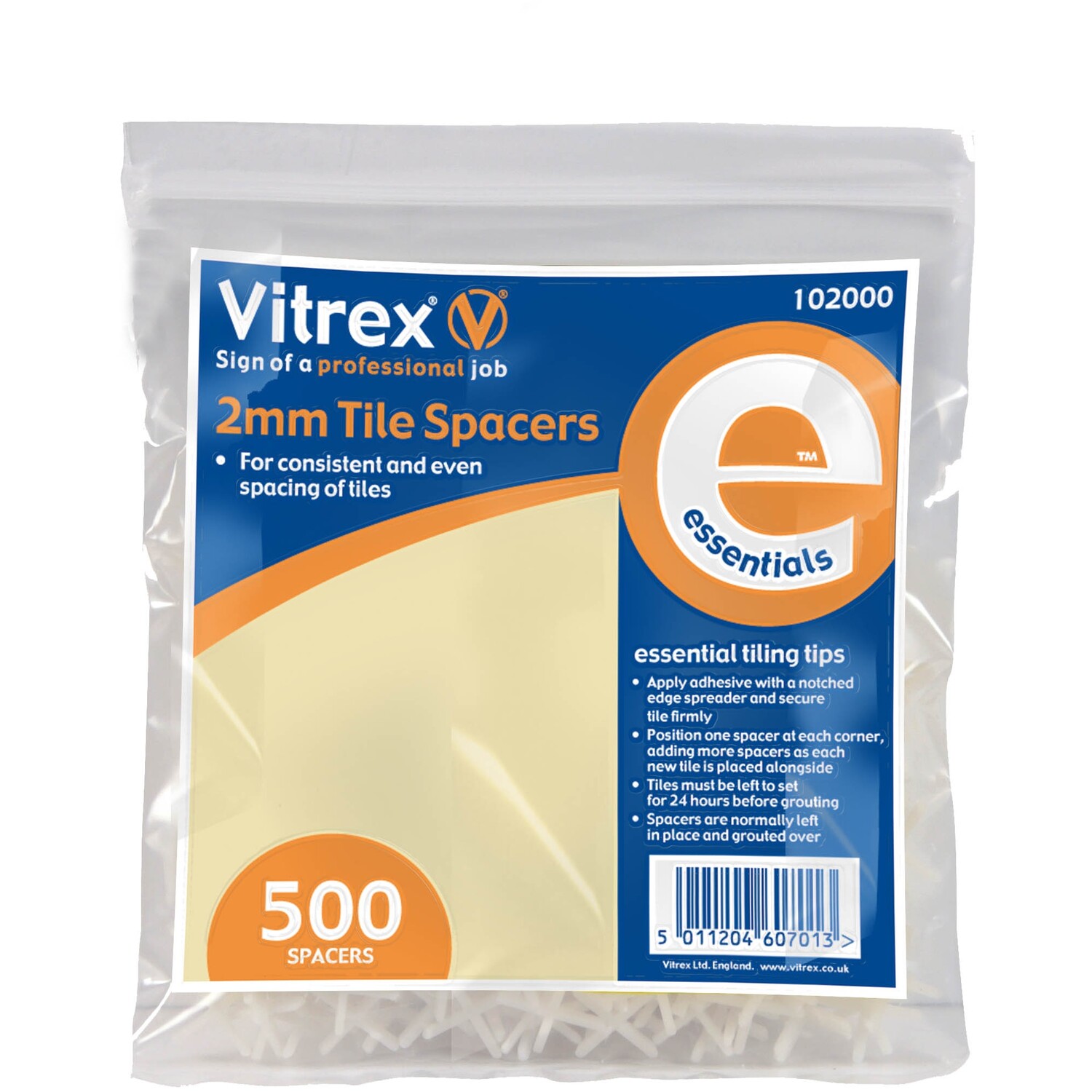 Vitrex Essential Tile Spacers 2mm Pack of 500