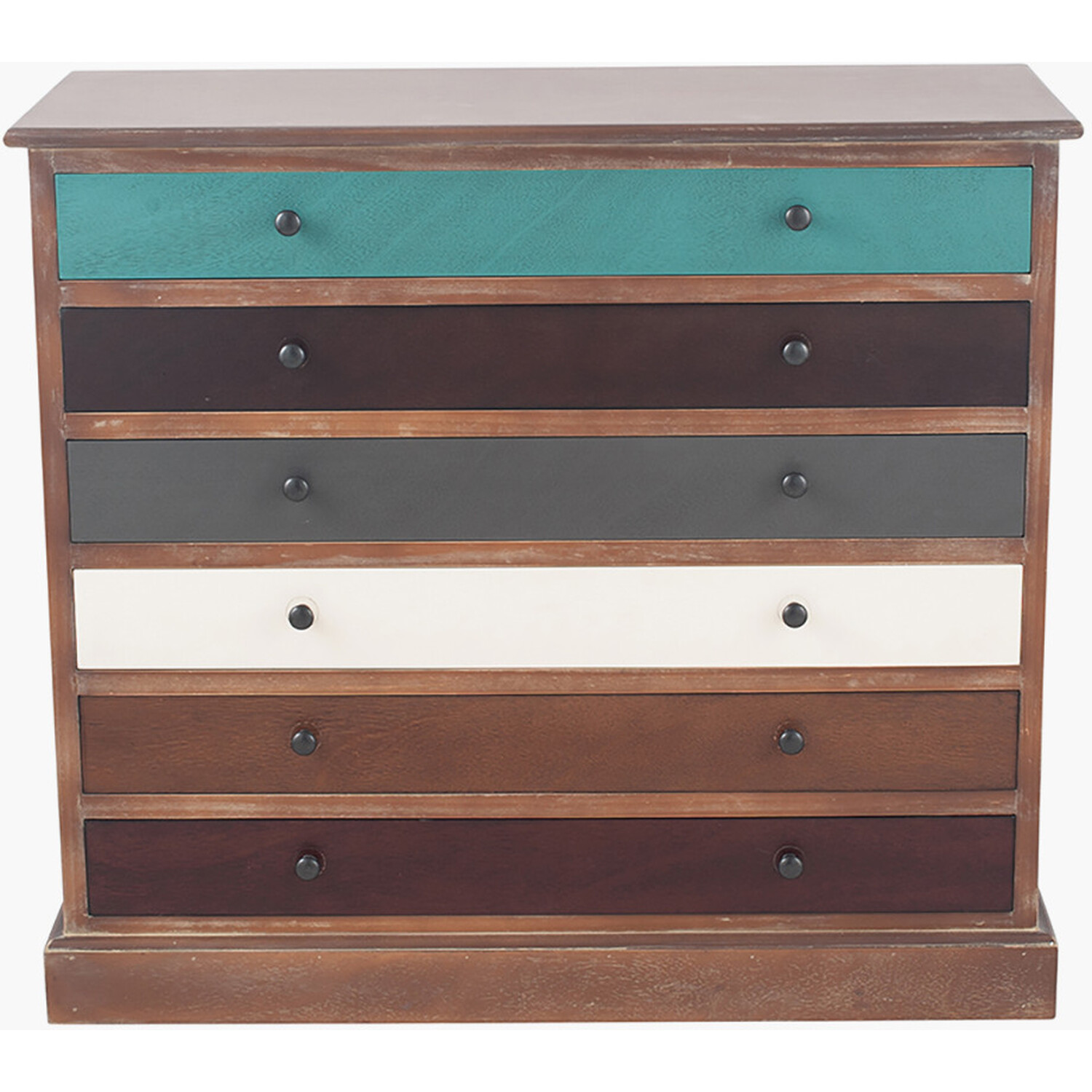 Multi Pattern Drawers Multicoloured Wooden 6 Drawer Unit