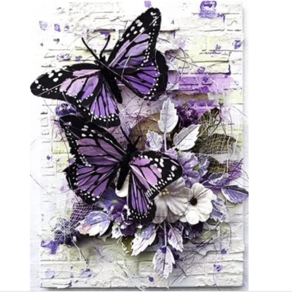 Purple Butterfly Abstract Paint by Numbers Kit