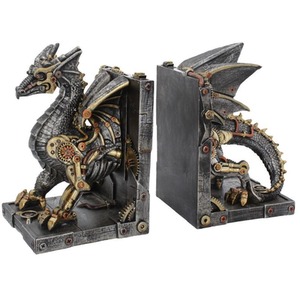 Dracus Machina Steampunk Dragon Bookends 27cm