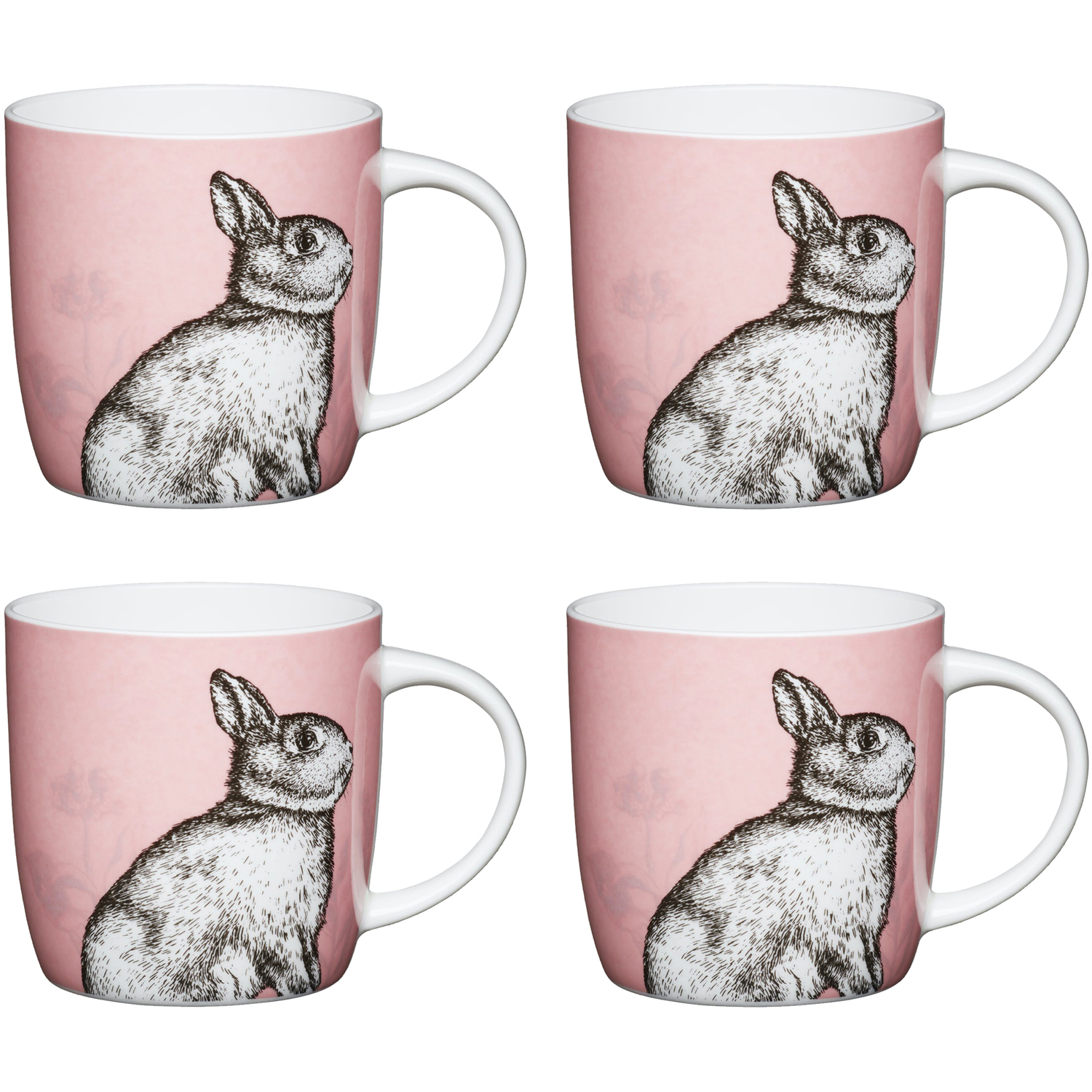 KitchenCraft China Rabbit Mugs Pack of 4