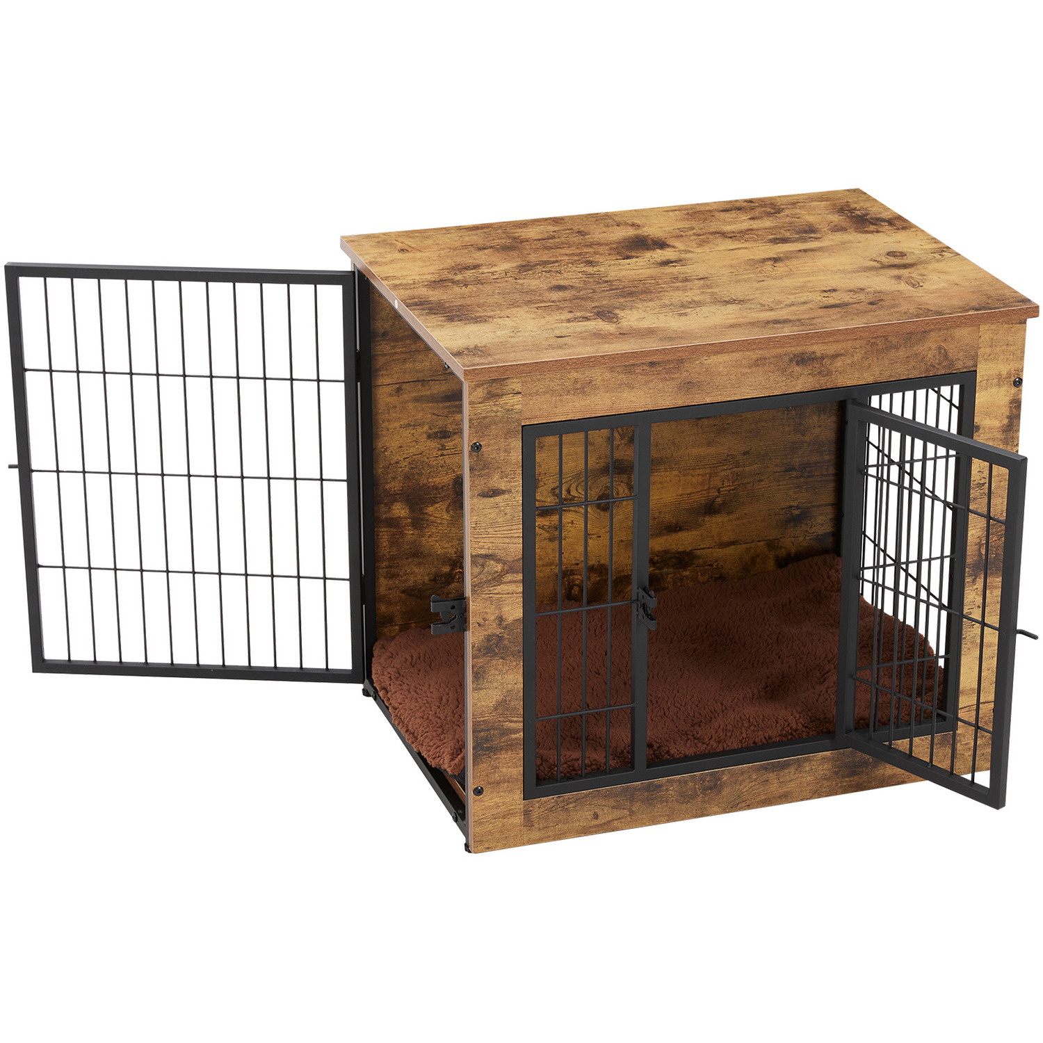 Premium Graffiti Dog Crate with Double Doors - White Vintage