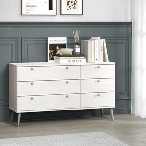 Augusta White 3 plus 3 Drawer Extra Wide Chest Of Drawers