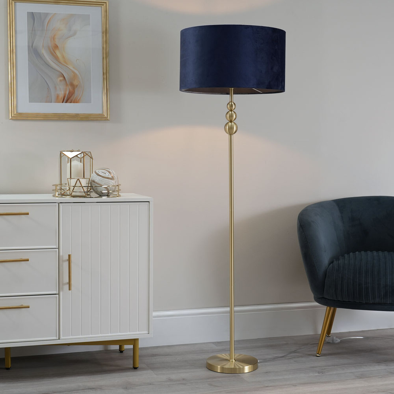 Image of Marissa Stacked Floor Lamp with Velvet&hellip;
