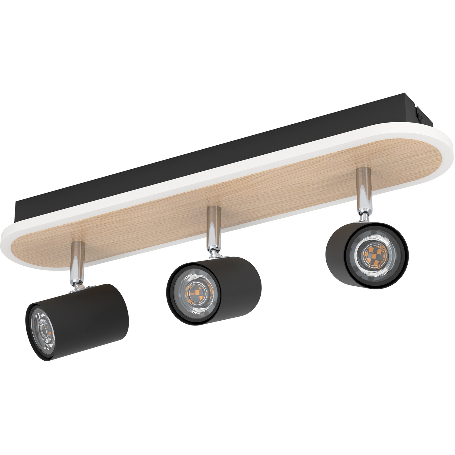 Rimbocchi Natural Wood Modern 3 Light Spotlight - Black