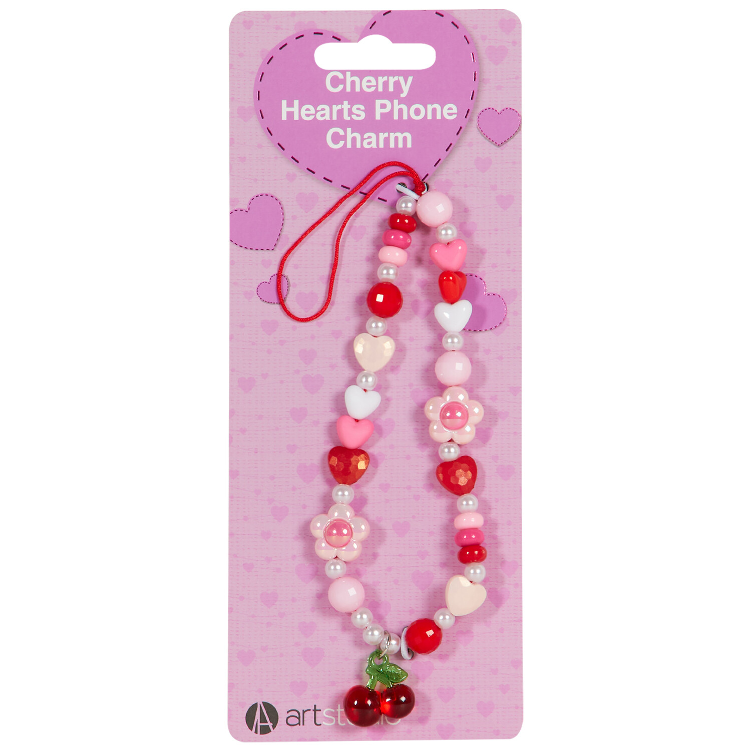 Cherry Hearts Phone Charm - Multicolour
