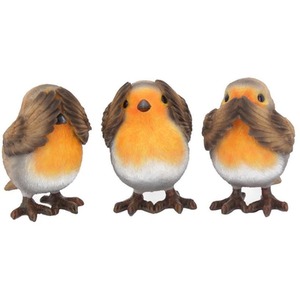Three Wise Robin Figurines