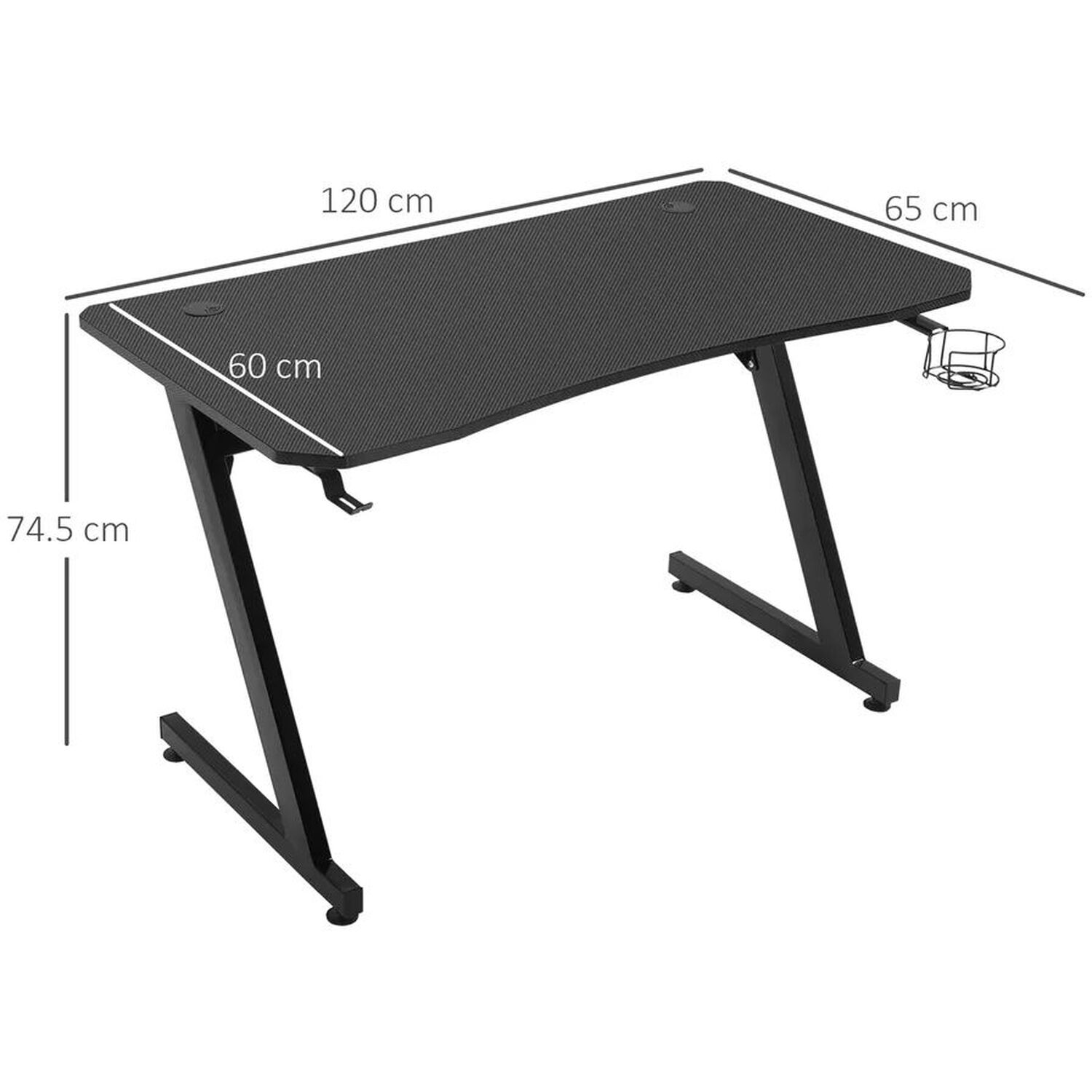 Textured Black Gaming Desk - Black