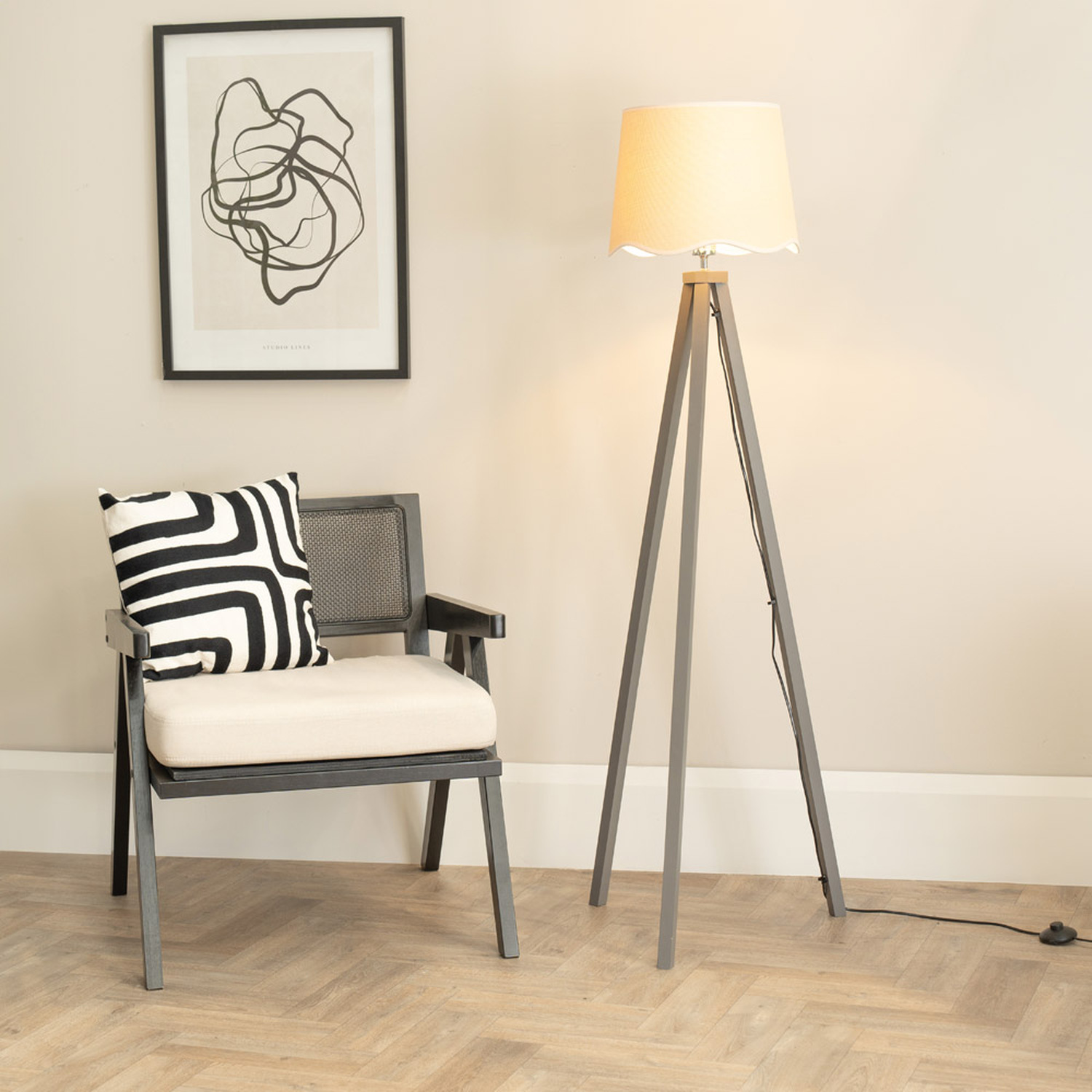 Image of Barbro Tripod Floor Lamp with Scallop&hellip;