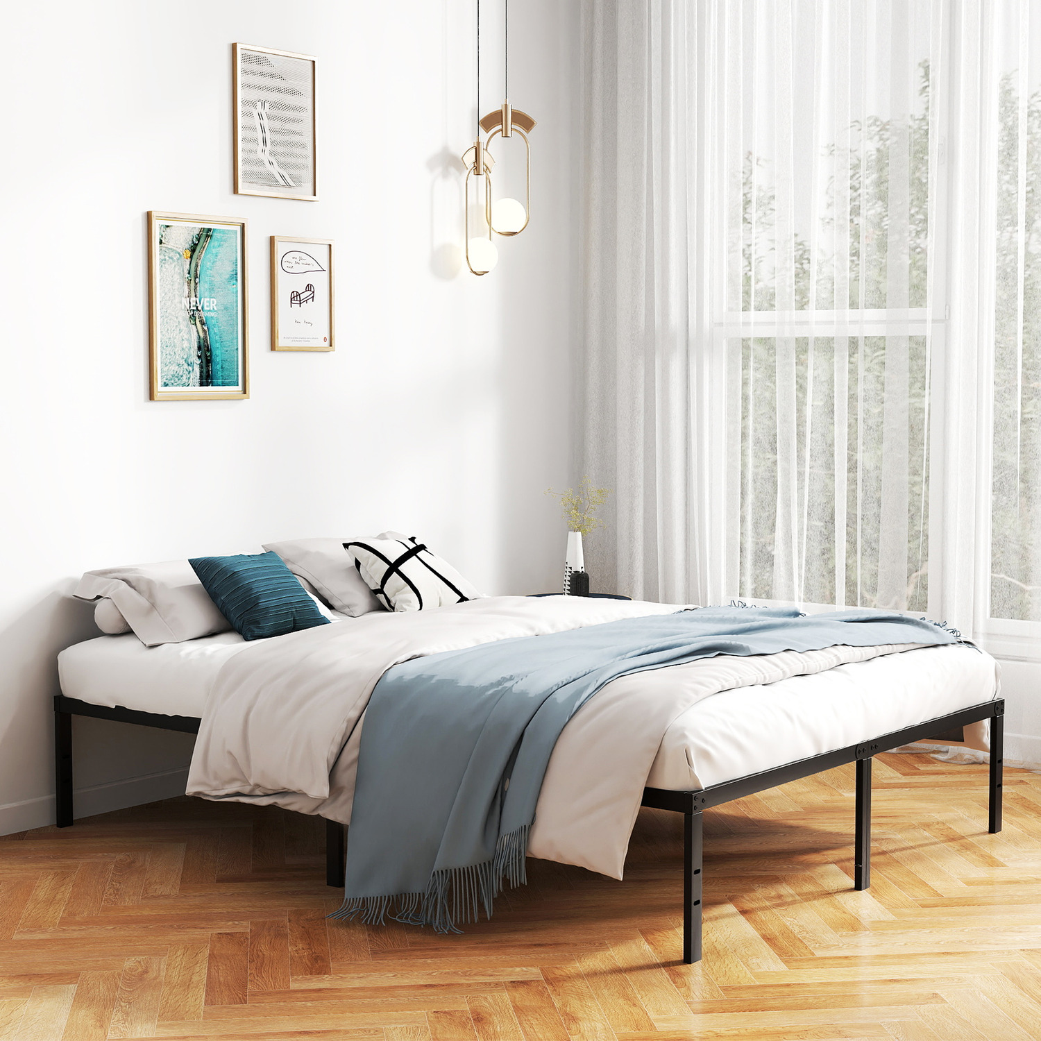 King Size Platform Bed Frame - Black