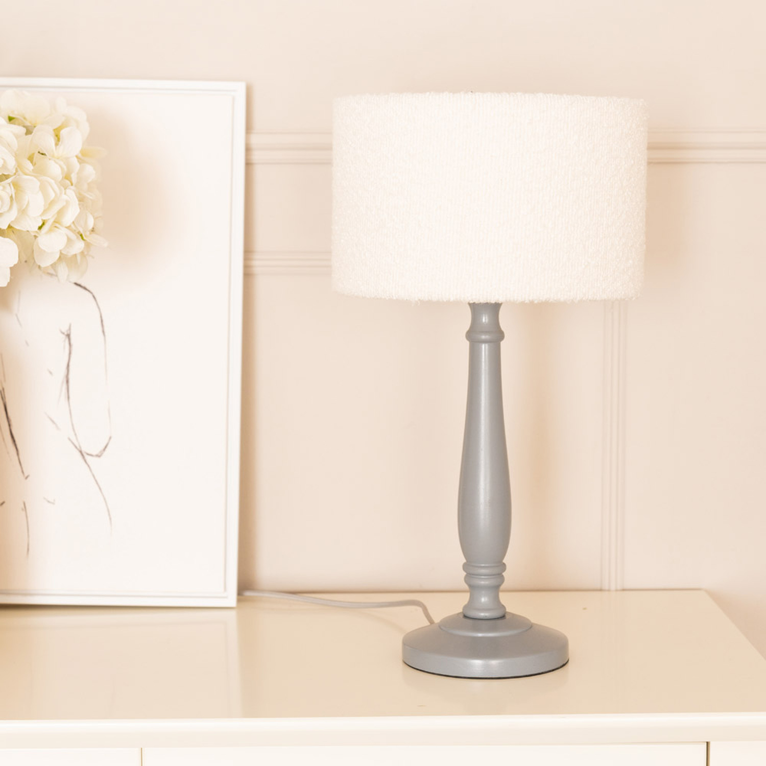 Image of Victoria Candlestick Grey Wood Table Lamp&hellip;