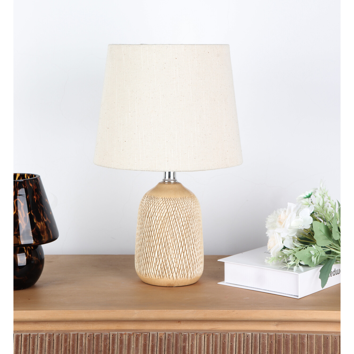 Image of Alva Etched Table Lamp - Cream