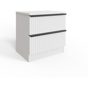 FWStyle White 2 Drawer Bedside Table Nightstand Ripple Effect Finish