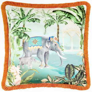 Odisha Scene Printed Velvet Cushion