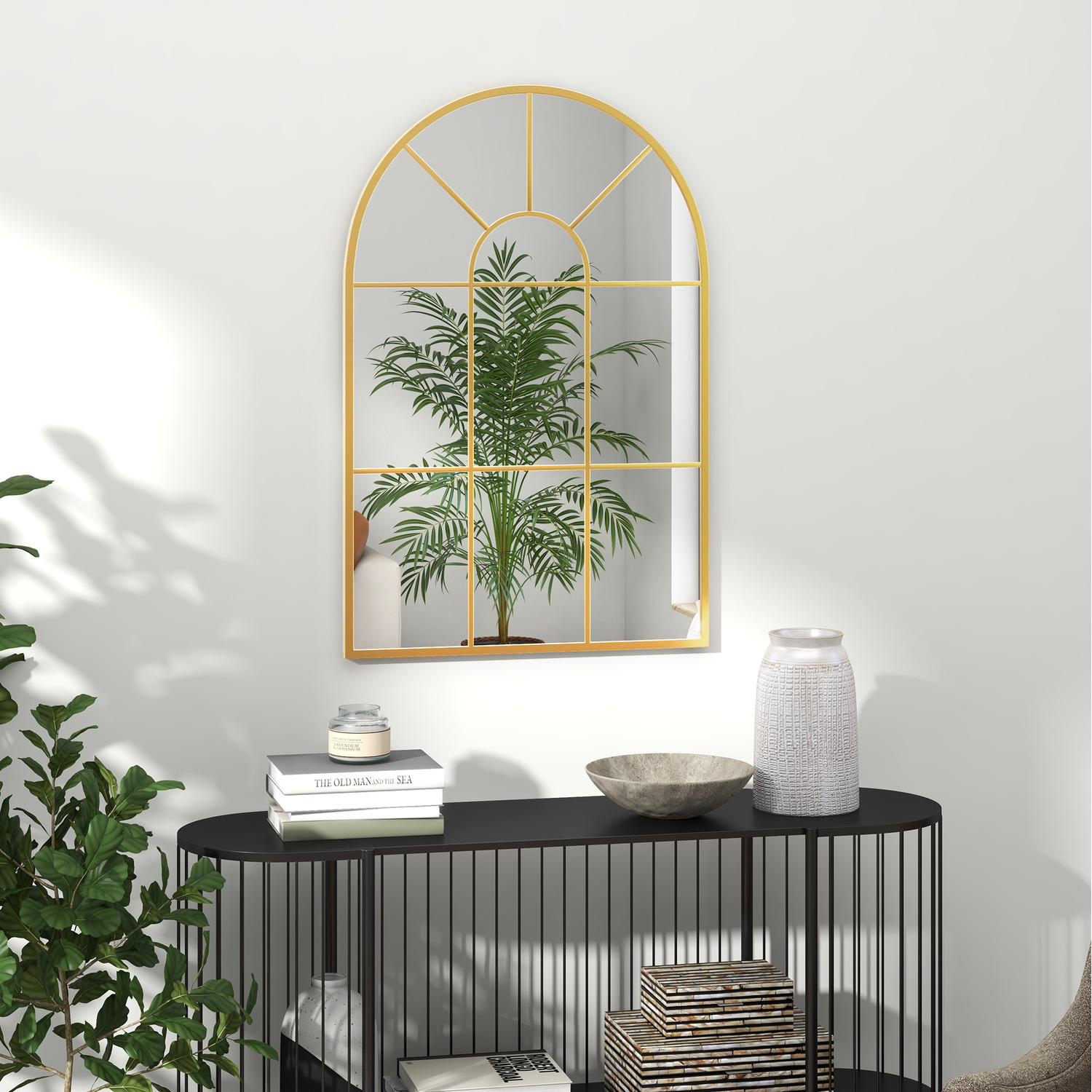 Image of HOMCOM Modern Arched Wall Mirror Window&hellip;