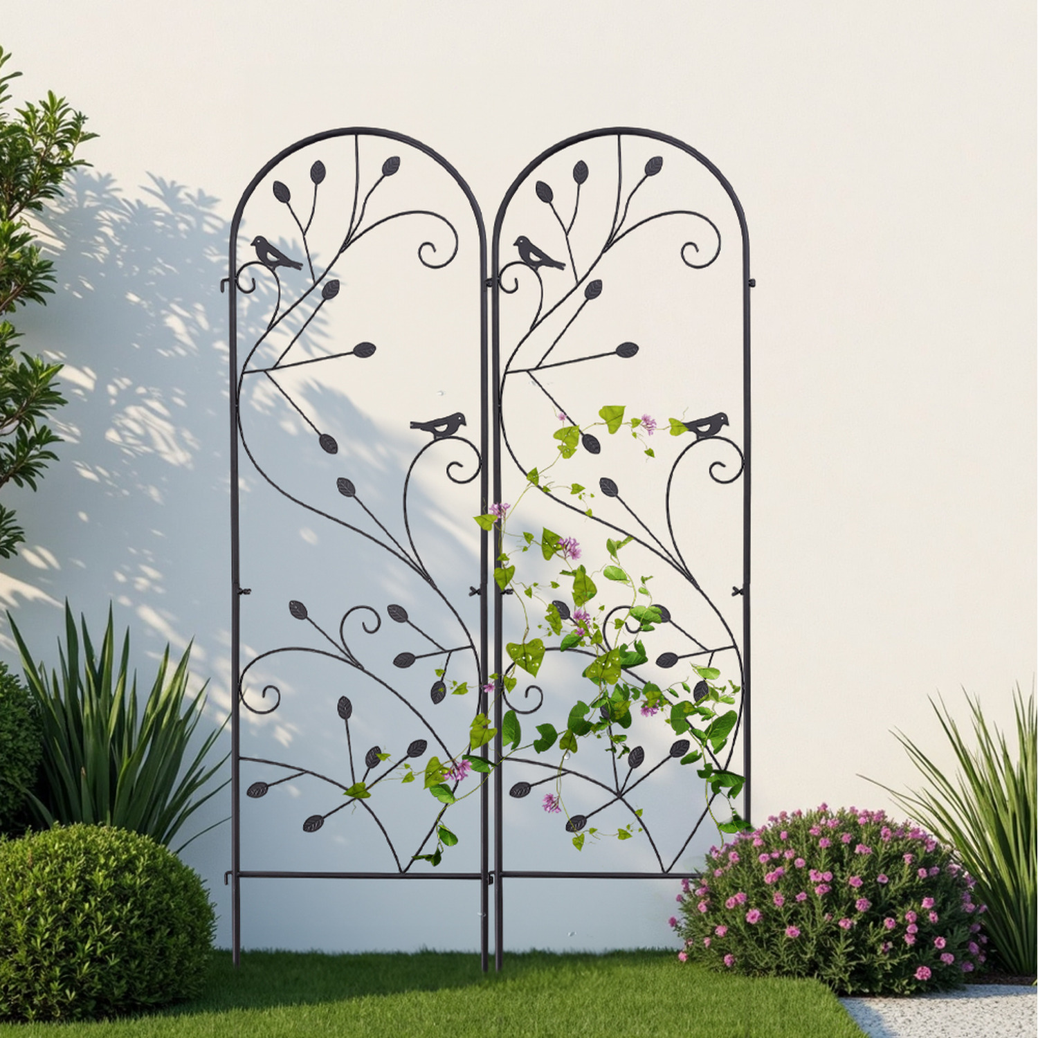 Bird Screen Rack Sheonly Garden Screen with Bird and Branch Elements