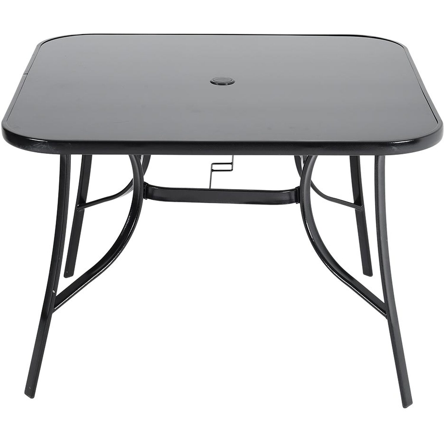 Tempered Glass Garden Table - Black 105cm 72cm 19kg