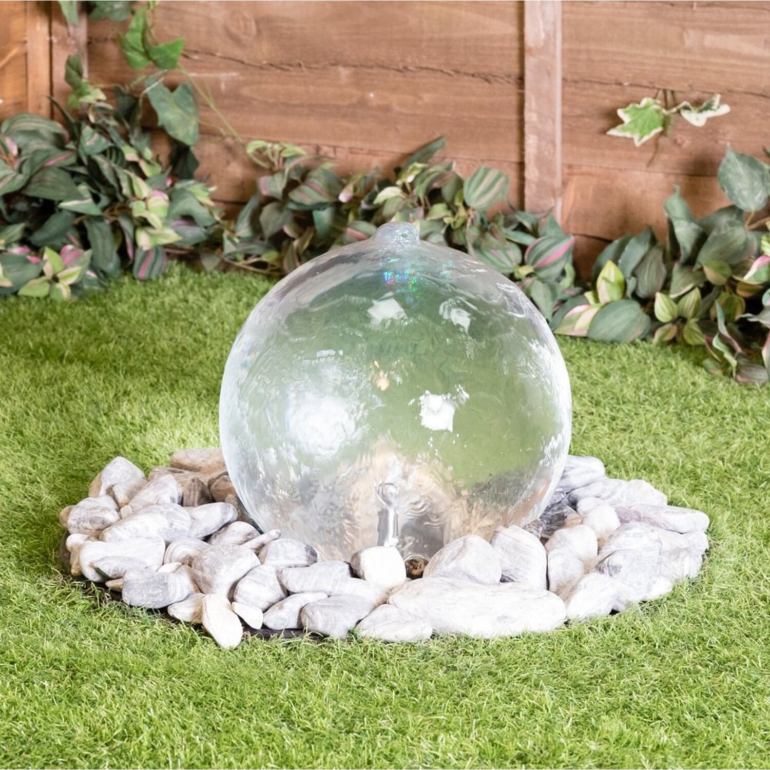 Translucent Sphere Water Feature With Colour Changing LED Lights 30cm