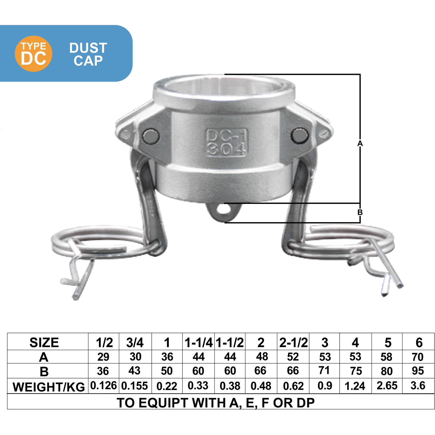 Stainless Steel 316 Camlock Hose Fittings Adapter (Type DC - 12 Inch ...