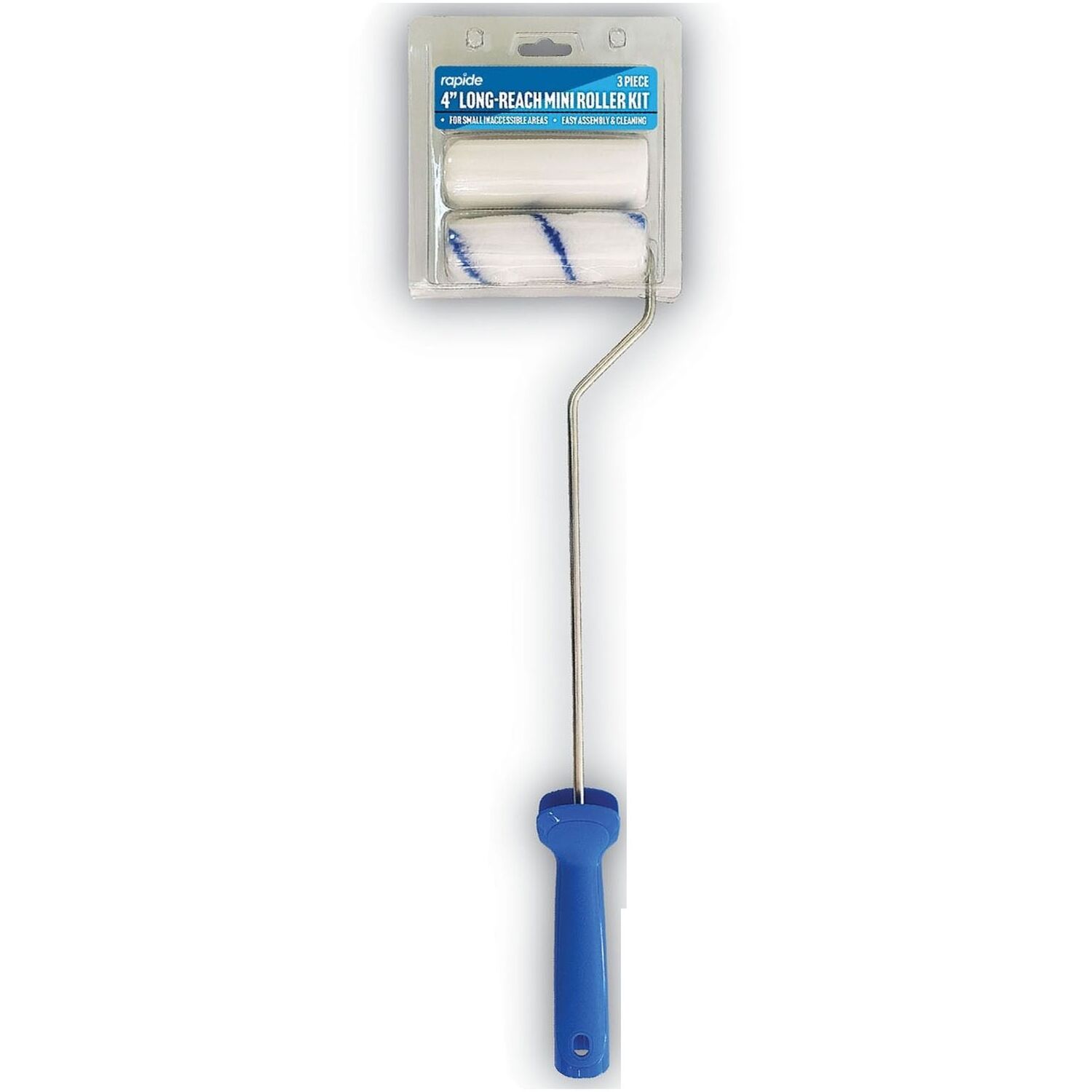 Long Handle Mini Paint Roller Set 4 Inch Long Reach Foam Fabric Roller