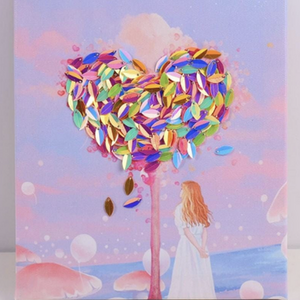 Magical Heart Tree Sequin Embroidery Wall Art Kit