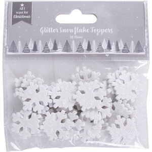 Pack of 50 Glitter Snowflake Toppers