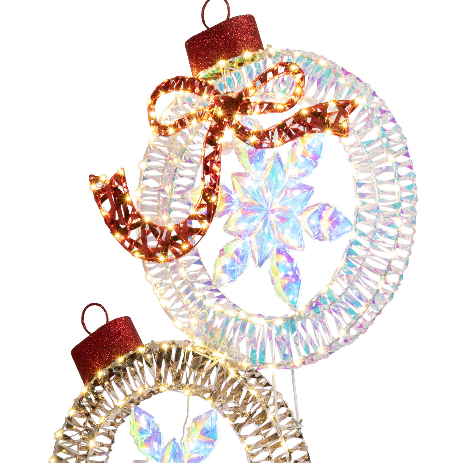 Bauble Stack 350 LED Iridescent Snowflake Bauble Stack