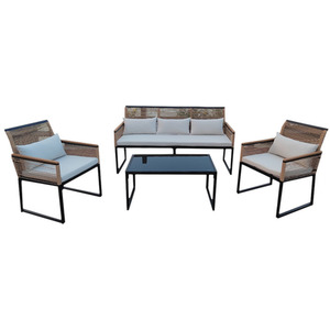 Tuscany 5 Seater Metal and Wicker Sofa Set with Cushions