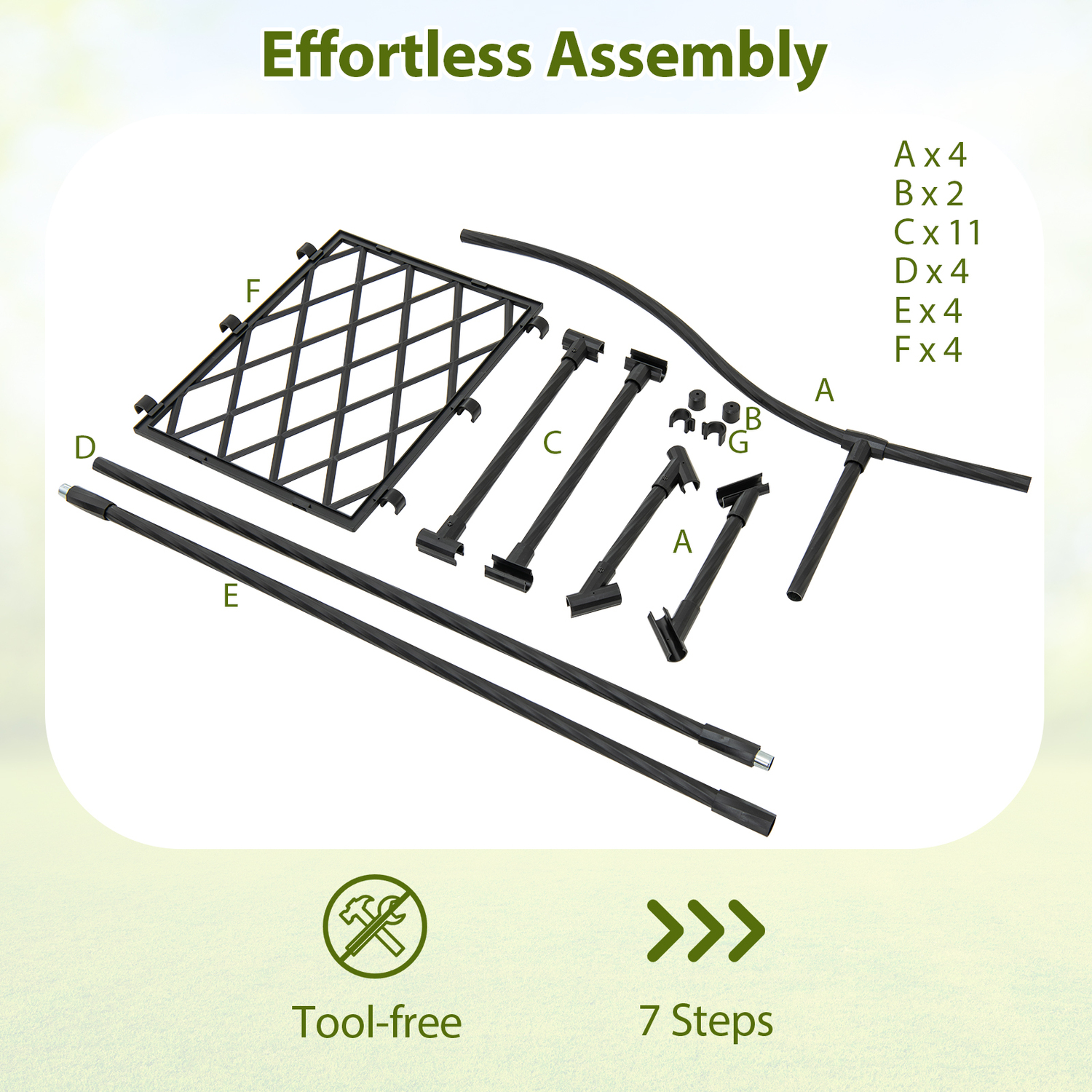 170 X 210 Cm Garden Arch Trellis - Black