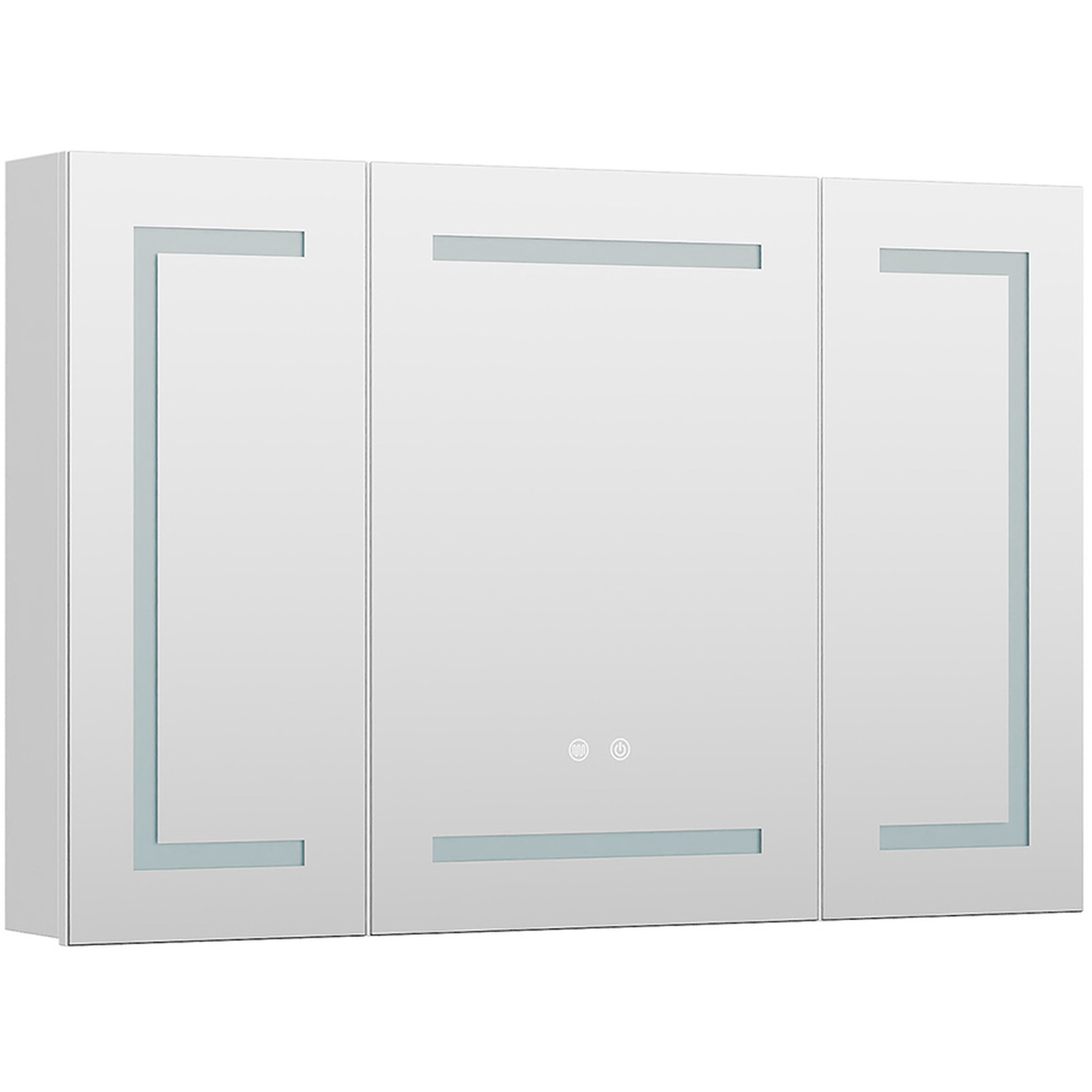 Triple-door Bathroom Mirror Cabinet With Led Lighting - Sliver
