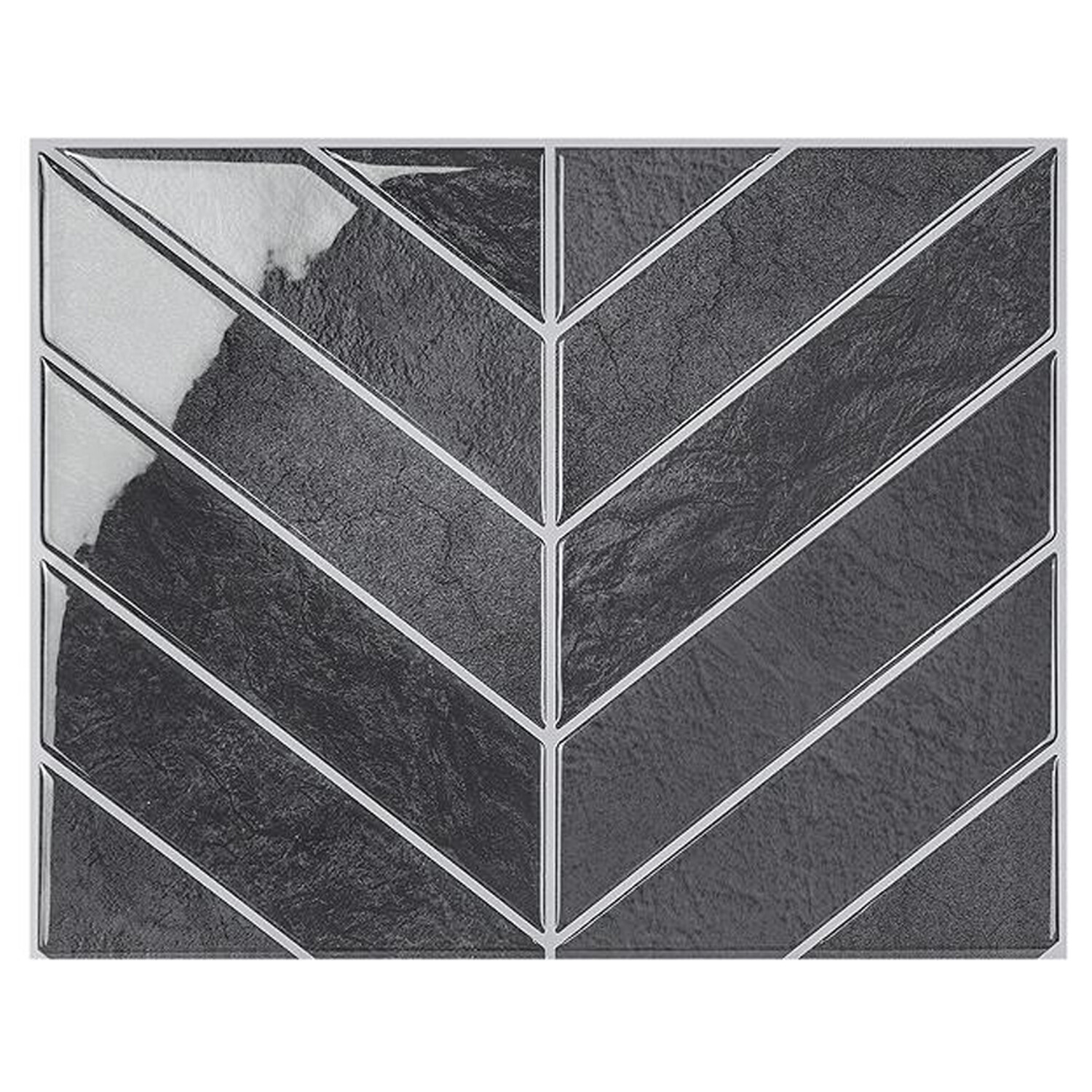 Peel and Stick Herringbone Wall Tile Set - Grey