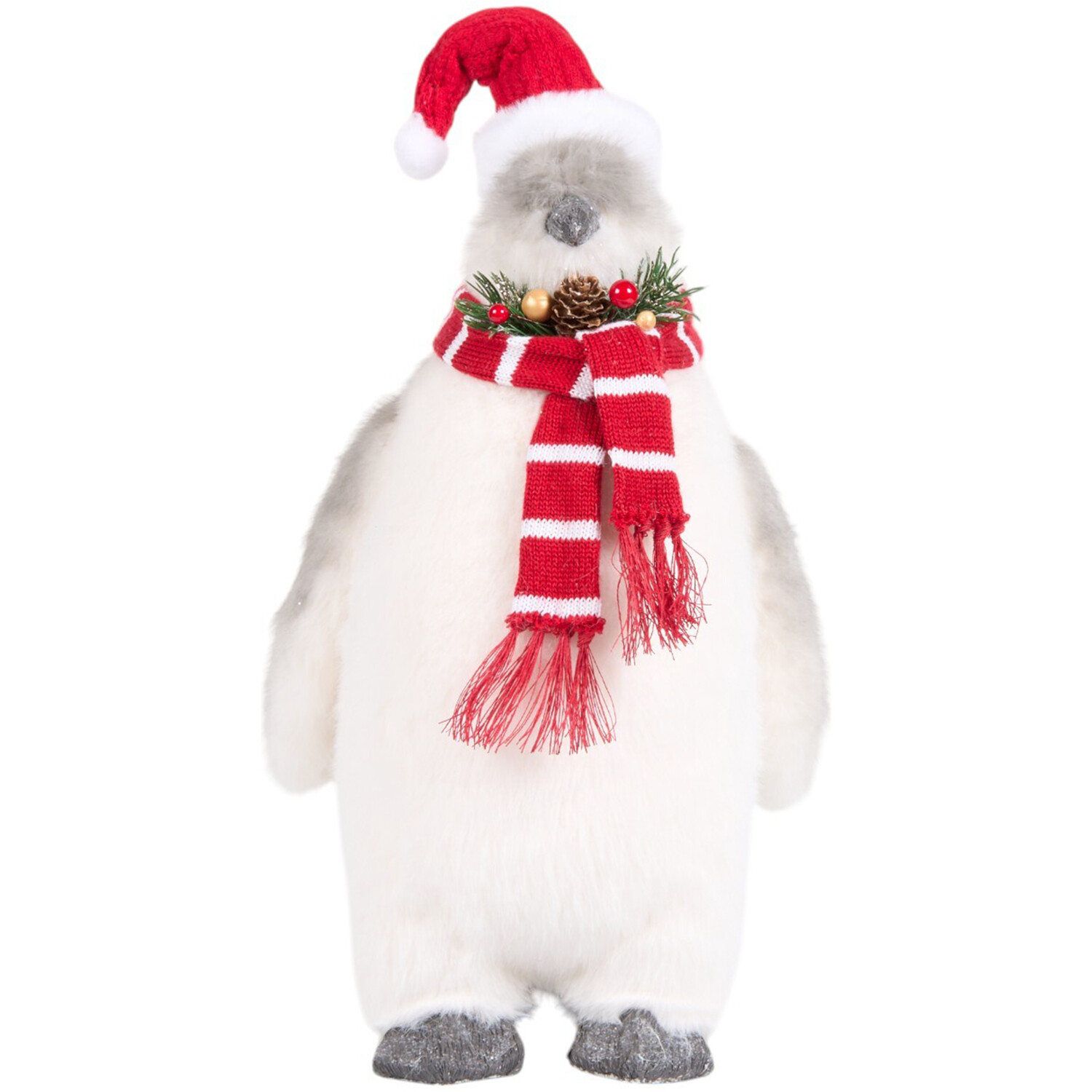 Santa's Chalet Wrapped Up Christmas Penguin - Red And White