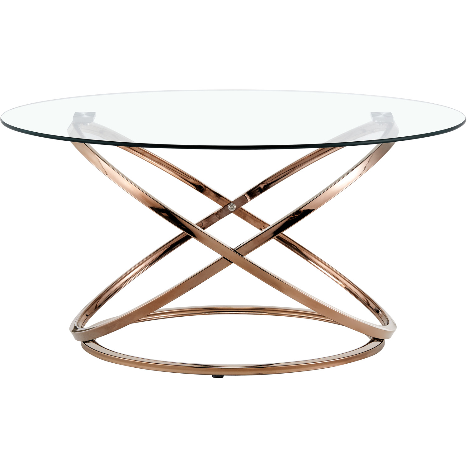 Chrome Effect Glass Top Coffee Table - Gold