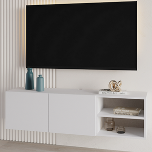 White Decortie Modern Floating TV Stand for 50 Inch TVs shot 11290283